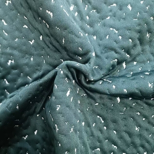 Hoogwaardig zacht luchtlaag polyester met gekreukelde textuur, teal kleurige jacquard gebreide stof met gevlekt patroon voor matrassen - Product Image 2