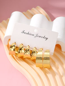 Juego de 3 Piezas de Aros Grandes Modernos con Diseño Geométrico para Mujer - Product Image 5