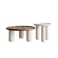 Meubles de salon au design simple Table à thé nordique élégante en bois Support de sol de luxe Table basse à dessus rond