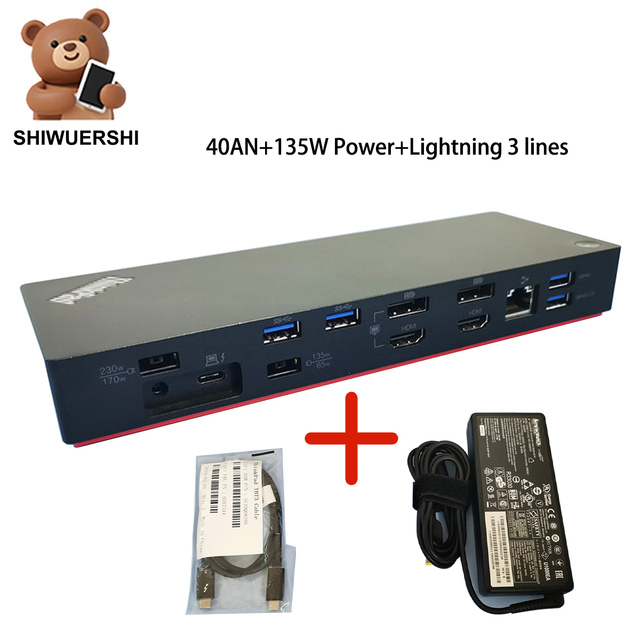 Wholesale 40AN Thunderbolt 3 Type-C Hub Docking Station Multi-port Expander for ThinkPad X1 T480 X390 P1 for MacBook Laptop