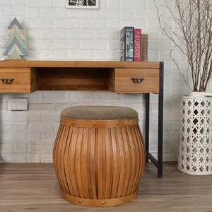 木条编织凳风格法兰绒木凳中国客厅家具家具凳 & 长椅圆形50 * 47厘米