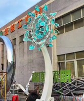 Escultura Cinética RGB Personalizada Senzhao para Exteriores, Molino de Viento Decorativo con Luces LED para Paisajes Urbanos y Jardines