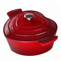 Cocotte en fonte émaillée rouge en forme de cœur, antiadhésive, style antique, avec faible MOQ
