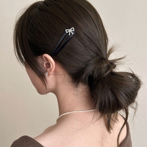 Pince à cheveux élégante avec nœud en strass français pour femme, pince latérale scintillante, accessoire capillaire - Product Image 4