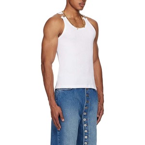 <span class=keywords><strong>Canotta</strong></span> stretta dal Design unico senza maniche <span class=keywords><strong>canotta</strong></span> bianca per gli uomini 100% cotone sportivo leggero e confortevole - Product Image 2