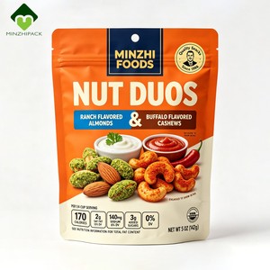 Sachet d'emballage alimentaire personnalisé mat imprimé, refermable avec fermeture éclair, pour 142g (5oz) de mélange de noix assaisonnées ou de snacks - Product Image 1