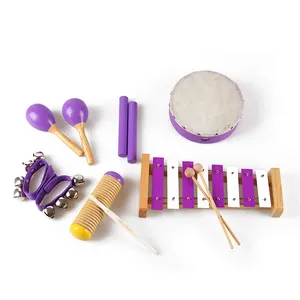 Benutzer definierte Kinder Musik instrumente Set 6 Stück für Kleinkind Baby Holz Percussion Musikspiel zeug mit Xylophon und Maracas