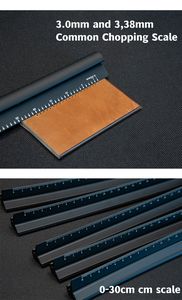 Regla de dos filos Cuero hecho a mano DIY Regla de corte de distancia francesa especial Regla de tres filos - Product Image 5