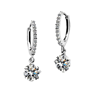 Boucles d'oreilles clous en argent 925 plaqué rhodium, moissanite taille brillant 10 carats au total, couleur D, 4 griffes, testées par un tiers - Product Image 1