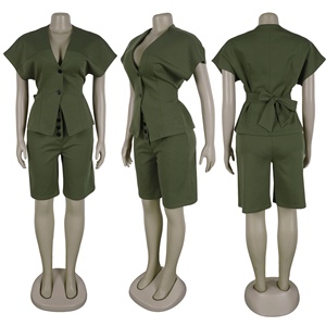 Conjuntos <span class=keywords><strong>de</strong></span> Verano para Mujer, Manga Corta, Pantalones Ajustados hasta la Rodilla, Traje <span class=keywords><strong>de</strong></span> Dos Piezas - Product Image 4