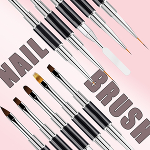Pinceau portable double tête pour vernis gel, manche métallique, stylo de peinture pour nail art, pour manucure à domicile ou en salon - Product Image 1