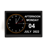 Horloge numérique de calendrier pour la démence, certifiée CE ROHS UKCA, de grande taille (7, 8, 10, 12, 13, 14, 15 pouces), multilingue, à atténuation automatique, avec 25 alarmes