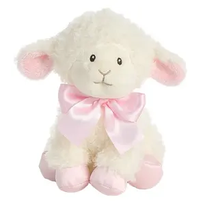 Custom Pluche Schapen Zachte Schapen Speelgoed Gevulde Schapen Met Roze Lint