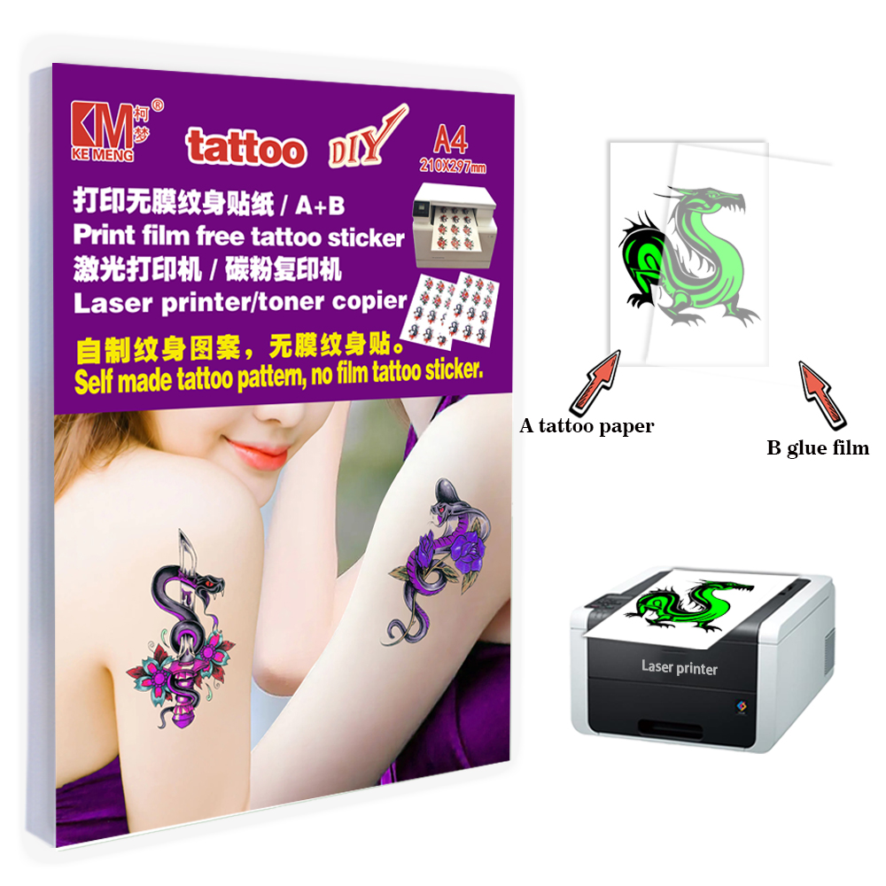 Papier pour tatouages temporaires avec film d'impression laser