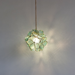 Dropshipping Shopify Handmade Brass Glass Pendant <b>Light</b> Nordic INS Style Bedroom Bedside <b>Dining</b> Hallway Entryway Copper Flower - Product Image 2
