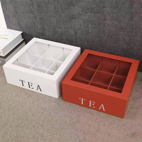 Boîte de rangement transparente en bois à neuf compartiments pour bijoux de bureau, boîte en bois pour coffret cadeau en bois massif, compartiment en acrylique