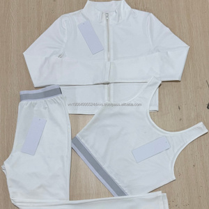 2026 Wholesale Fitness 3 Piece Women Gym Yoga Wear Set along with Workout Seamless Long Sleeve Sports Suit Hoodie Yoga Set - Product Image 6