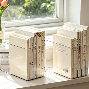 Transparent acrylic bookshelf, desk <b>shelf</b>, book stand, <b>desktop</b> bookend, document and book storage box - a must-have! - Product Image 3