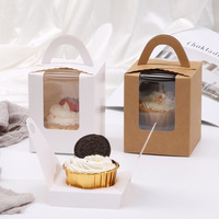 Offre Spéciale Kraft Papier Petit Gâteau Boîtes Unique Boîte De Boulangerie Emballage Avec la Fenêtre D'affichage clair Insérer Et poignée