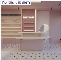 Comptoir d'exposition pour magasin de cosmétiques de la marque Maxsen, éclairage LED personnalisé, écologique, durable, résistant, imperméable
