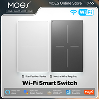 Interrupteur mural tactile intelligent WiFi TUYA MOES, télécommande, 1, 2, 3 ou 4 gangs, sans fil, pour éclairage LED