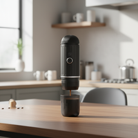 Machine à expresso automatique miniature en acier inoxydable avec système d'alimentation en eau chaude intégré, machine à café portable pour voiture et hôtel