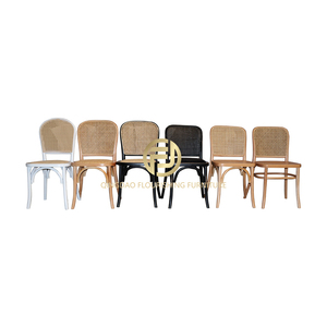 Chaise de salle à manger en rotin avec dossier en <span class=keywords><strong>bois</strong></span> de canne, dossier en rotin blanc courbé pour hôtels et événements - Product Image 2