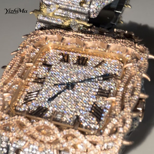 <span class=keywords><strong>Orologio</strong></span> <span class=keywords><strong>Automatico</strong></span> <span class=keywords><strong>Unisex</strong></span> di Lusso con Logo Personalizzato, Cassa Quadrata in Moissanite VVS, Movimento ETA, Stile Spinoso in Oro Rosa, Diamanti Ghiacciati Hip-hop - Product Image 5