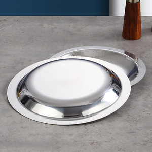 Stainless Steel Serving Tray Extra Thick Wide Rim Restaurant Flat Bottom Dessert Plate Hotel Meal Use - Product Image 1