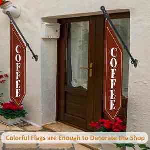 Bandera de Café con Diseño de Bandera Abierta, Bandera de Doble Cara de 27 Pulgadas con Kit de Mástil y Soporte, Adecuada para Cafeterías y Bares - Product Image 3