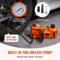 Gato hidráulico eléctrico de acero 5 en 1 para coche, 5T DC12V con llave de impacto, inflador de neumáticos, luz LED integrada y elevación rápida