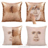 Housse de coussin réversible super brillante avec paillettes, motif Nicholas Cage, 40x40cm