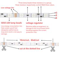 Meilleure qualité basse tension 24v 6mm 14.4 w/m RGB 5050 bande led pour l'éclairage de décoration de la maison
