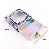 Boîte cadeau personnalisée en carton rigide recyclable avec fermeture magnétique, motif gaufré, pour bracelet en faux cils de vison 3D de Noël, éponge rose brillante