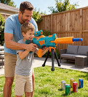 Pistolet à balles souples électrique pour enfants avec support et 100 fléchettes, ensemble de jeu de tir automatique, cadeau pour garçons