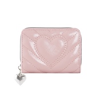 Dompet Akordion 5 Warna untuk Wanita, Bahan Kulit PU, Banyak Slot Kartu, Dompet Koin Mini, Lucu dengan Ritsleting Berbentuk Hati, Portabel