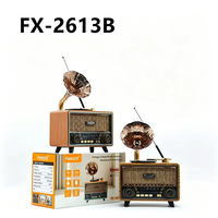 FX-2613B Vintage Plak Çalar Kablosuz Retro BT Hoparlör, Taşınabilir Anten, FM AM SW3 BAND Radyo ve Dış Mekan Kullanımı için Üç Bantlı Çalar