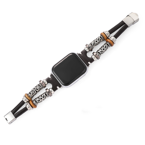 Pulsera de cuero retro hecha a mano para <span class=keywords><strong>Apple</strong></span> <span class=keywords><strong>Watch</strong></span> <span class=keywords><strong>Series</strong></span> 8 9 <span class=keywords><strong>7</strong></span> 6 5 4 3 SE, banda de metal de cuero de lujo para <span class=keywords><strong>hombre</strong></span> y mujer - Product Image 6