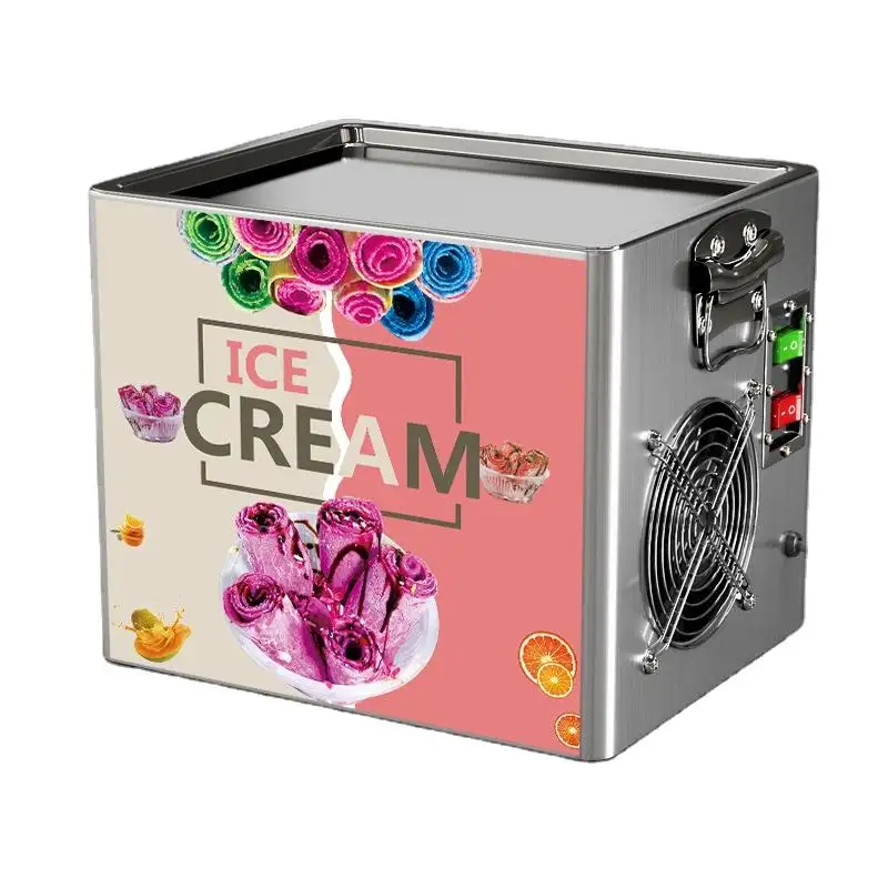 Logo personalizzato Commercial Home Mini Counter Top Desktop Single Pan Fried Ice Cream Roll Maker Machine