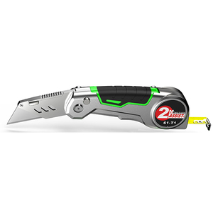 Folding Utility Knife 2.5m Tape Measure High Carbon Steel SK4 <strong>Blade</strong> 0.6mm Thickness 3 <strong>Blades</strong> Aluminum Alloy Case Industrial OEM - Product Image 1