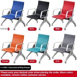 Design moderno PU fila sedia con porta di ricarica internazionale USB in lega di alluminio poliuretanica per Area di attesa clinica banca aeroporto - Product Image 6