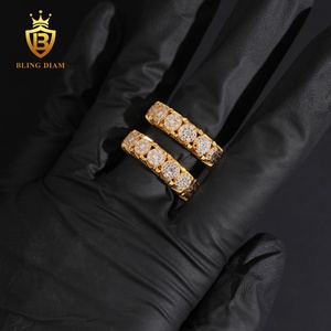 새로운 디자인 아이스 아웃 골드 도금 힙합 반지 925 스털링 실버 남성용 완전 Moissanite 맞춤 반지 - Product Image 3
