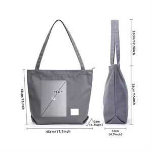 <b>Large</b> Custom Canvas <b>Tote</b> <b>Bag</b> <b>with</b> <b>Zipper</b> Wholesale Heavy Duty Cotton Shopping <b>Bag</b> <b>with</b> Interior Pocket Custom Printed Logo - Product Image 2
