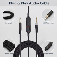 Câble audio tressé DAJIANG OEM personnalisé de 2 m de long, 3,5 mm, pour téléphones mobiles, ordinateurs, casque de jeu HyperX Cloud Alpha
