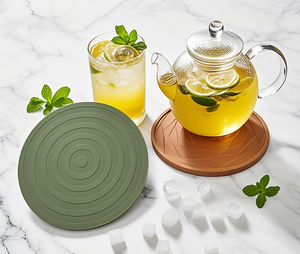 Multi-functional <b>Silicone</b> Drink <b>Coasters</b> Flowers Pattern Cup Mug Coffee Heat-Resistant Mats Pads for Office Home and Kitchen - Product Image 3