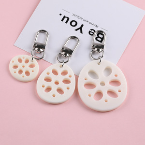 Llaveros de Resina Plástica con Diseño de Rodaja de Raíz de Loto Simulada, Aleación de Zinc, Primavera 2025, Portátiles, DIY, para Bolsos y Fundas de Teléfono - Product Image 1