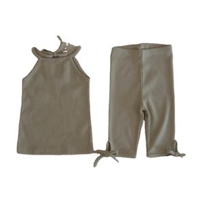 Diseño Homewear chaleco puro algodón camisola <span class=keywords><strong>pijama</strong></span> verano bebé niña ropa Simple conjunto de dos piezas - Product Image 1