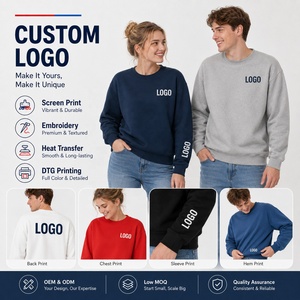 Custom Logo Unisex Crewneck Autumn Knitted Sweatshirt Premium Soft Pullover Blank Printing Team Uniform ODM Bulk Wholesale - Product Image 2