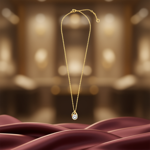 Collana con pendente in acciaio inossidabile Angelina con diamante placcato oro, solitario minimalista per donna, da indossare tutti i giorni - Product Image 2