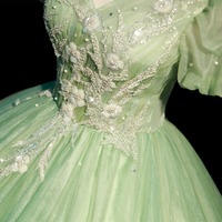 SWS979 Blush VERT 3D Floral Quinceanera Robes 2025 Brillant Tulle À Lacets Fille Puffy Princesse Douce 16e Vestidos Femme